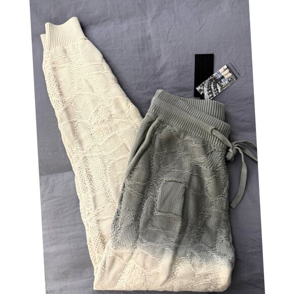 NWT Twenty Montreal Womens Crossover Knit Gradient Joggers Gray / Cream Sz Small - Picture 11 of 12